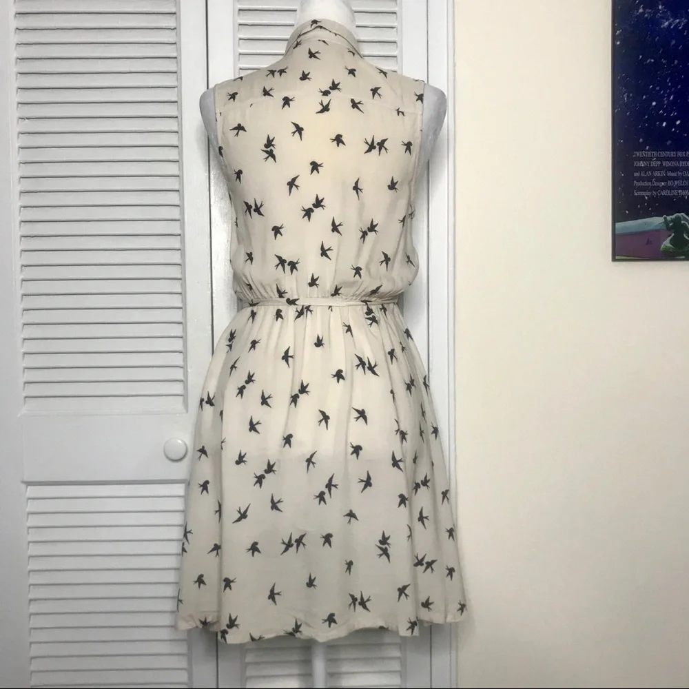 Beige Shirtdress w/ Black Bird Print by Divided - Picture 4 of 4